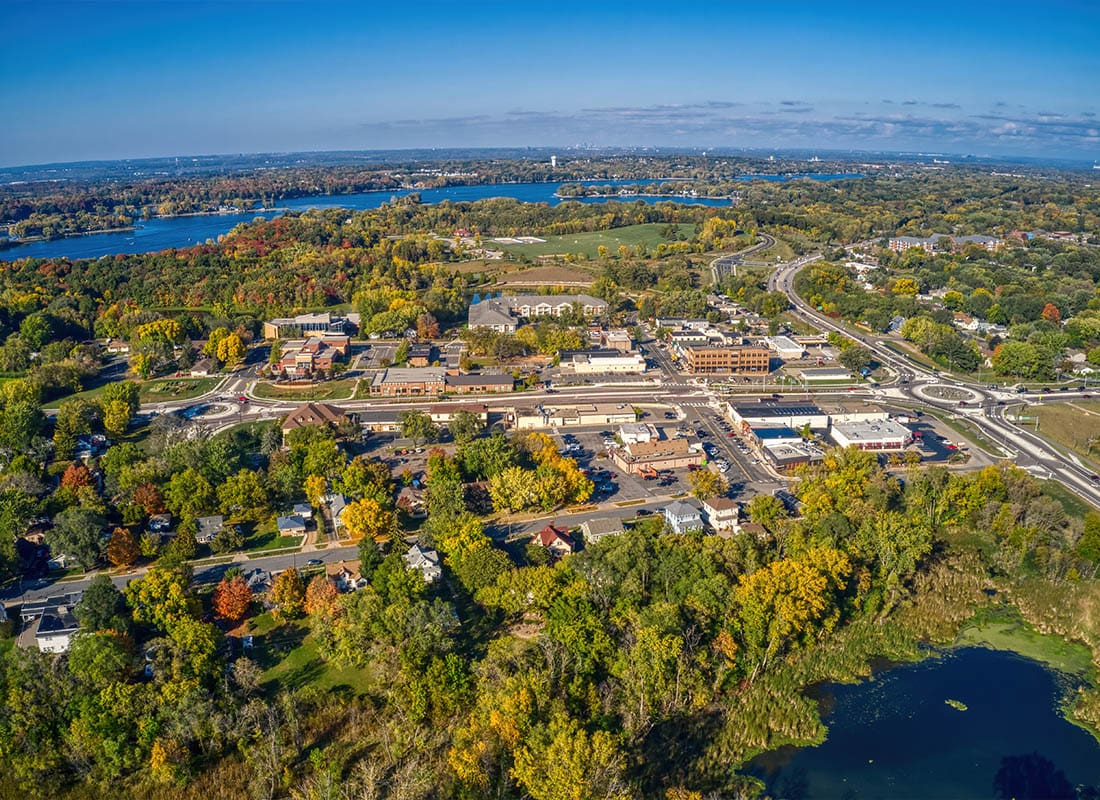 Byron, MN - Aerial View of the Twin Cities Suburb of Prior Lake, Minnesota