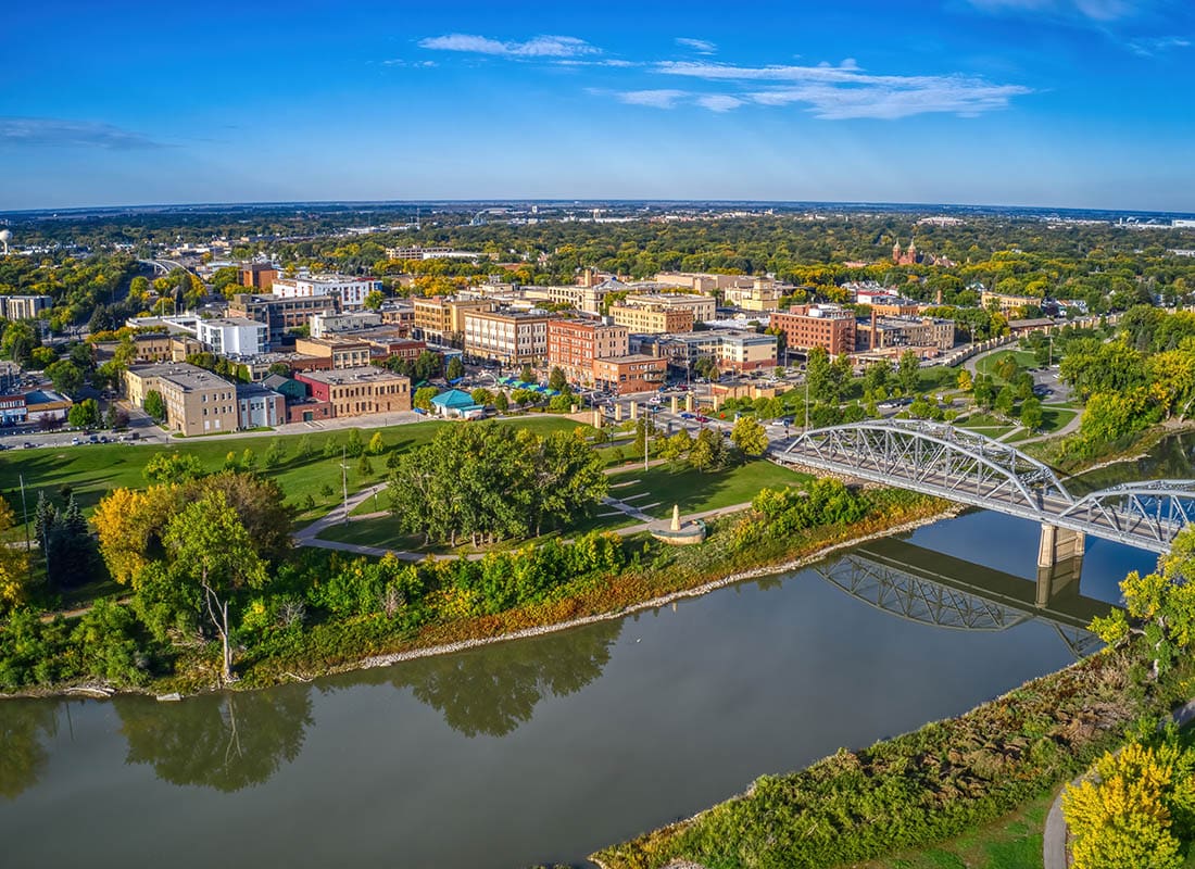 Grand Forks, ND - Aerial View of Grand Forks, North Dakota in Autumn