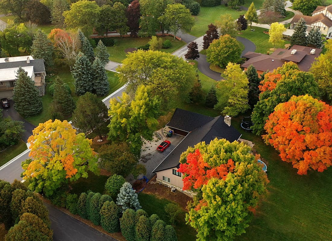 Rogers, MN - Aerial Drone View of American Suburban Neighborhood